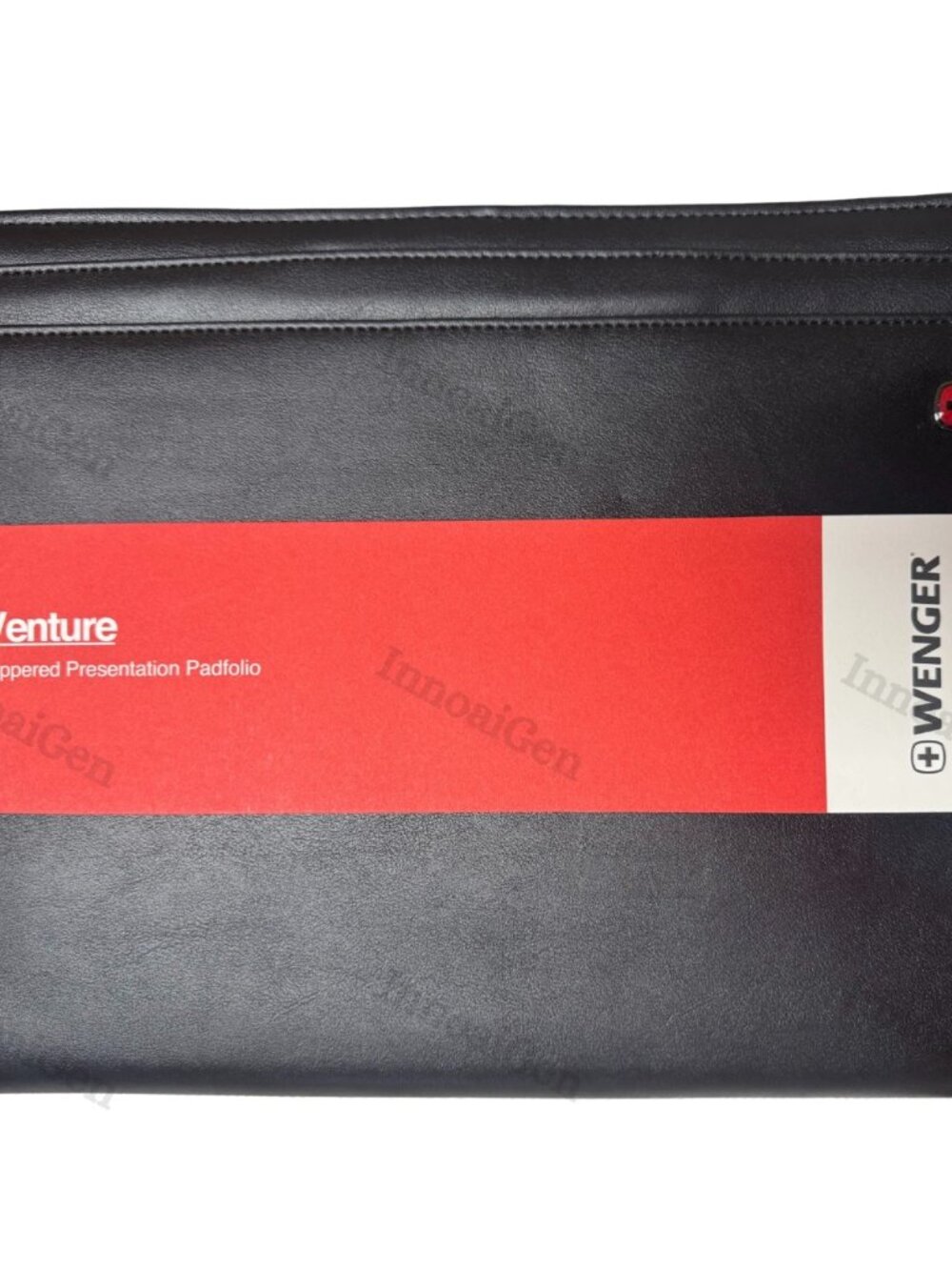 Wenger Venture Zippered Presentation Padfolio Envelope Black Cardholder Leather